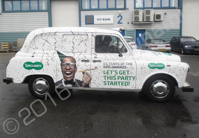 Taxi cab fully vinyl wrapped for Specsaver