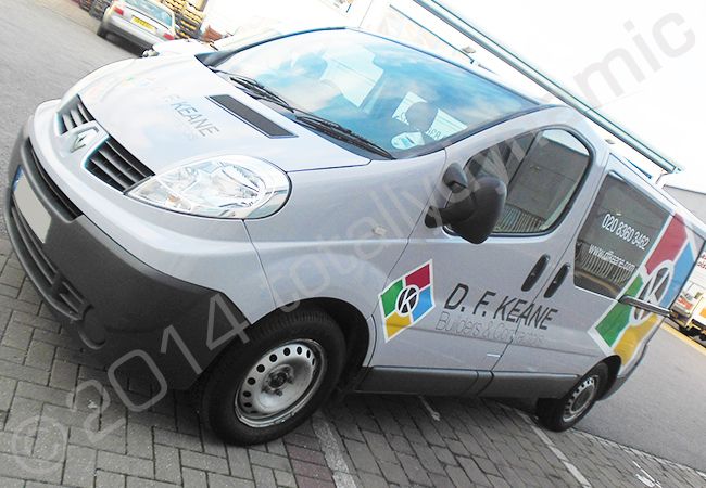 Renault Trafic fully vinyl wrapped in a printed design for D F Keane by Totally Dynamic North London