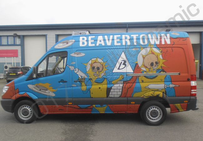 Mercedes Sprinter van fully vinyl wrapped for the Beavertown Brewery