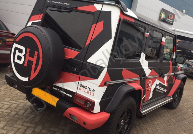 Mercedes G Wagon vinyl wrapped for Bristow Holmes Yachting
