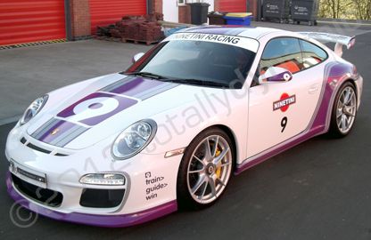 Porsche GT3 wrapped in customised replica racing livery by Totally Dynamic Lincolnshire