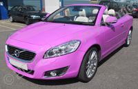 Volvo C70 fully wrapped in printed colour-matched purple by Totally Dynamic North London