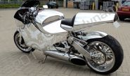 Turbine / Jet powered bike wrapped in printed chrome for Goodwood by Totally Dynamic South London