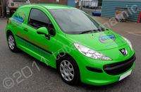 Peugeot 207 van wrapped green with cut graphics by Totally Dynamic North London