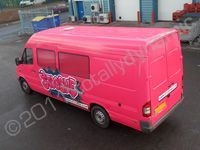 Mercedes Sprinter tour bus wrapped in full colour printed vinyl by Totally Dynamic North London